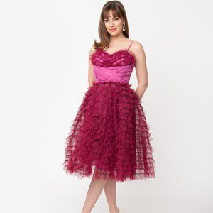 Unique Vintage 50s Cupcake Berry Dress NWT